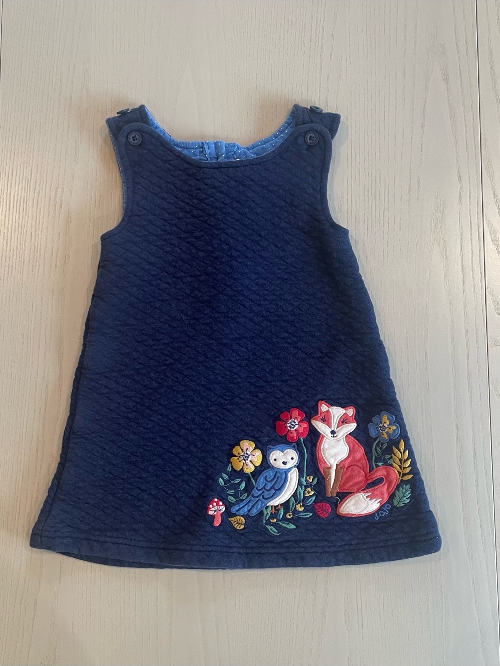 Jojo Maman Bebe Quilted Dress Fox Owl Bird - Size 2-3 years